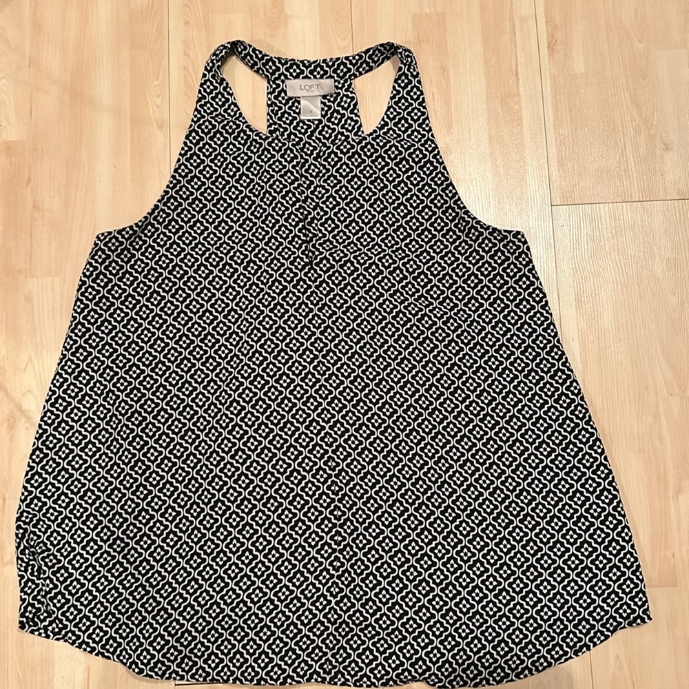 The Loft lined tank top with pleated column in back.